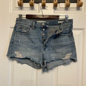 Denim Forum Aritzia Ex Boyfriend Denim Jean Shorts ButtonFly Distressed Size 25